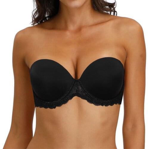 Vgplay Women Bra Plus Size Sexy Lace Bandage Lingerie Adjusted Strapless Halter Brassiere Underwire Push Up Bra For Women