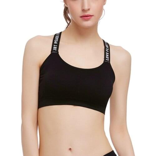 Women Crop Top Printed Seamless Padded Sexy Workout Fitness Vest Stretch Bras Letter 2020