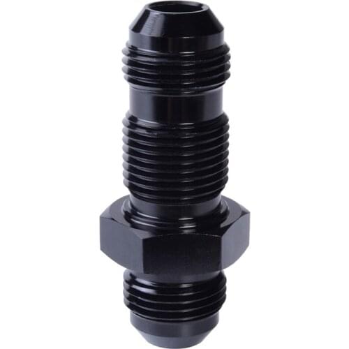 Evil energy High Quality Anodized Aluminum Fuel Adapter Flare Straight Aluminiun AN Bulkhead Adaptors Fittings Black W/Nut