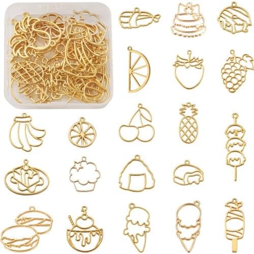 1 Box Golden Alloy Open Back Bezel Cherry Banana Pendants For DIY UV Resin Epoxy Resin Pressed Flower Jewelry Necklaces Making