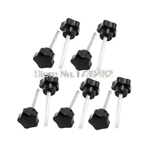 10pcs M6 x 60mm Male Thread 32mm Plastic Star Head Screw On Clamping Knob