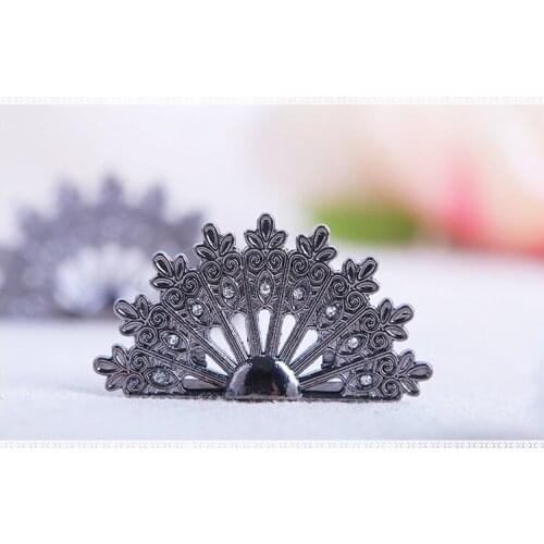 100pcs/lots Antiqued Fan Place Card Holder Wedding Party Table Decoration Shower Name Card Holder