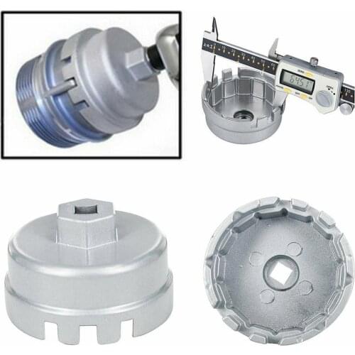 14 Flute 64.5mm Aluminum Oil Filter Cap Wrench 3/8 For Toyota Tool Lexus Drive Socket Remover Removal Square Rav4 T8A3