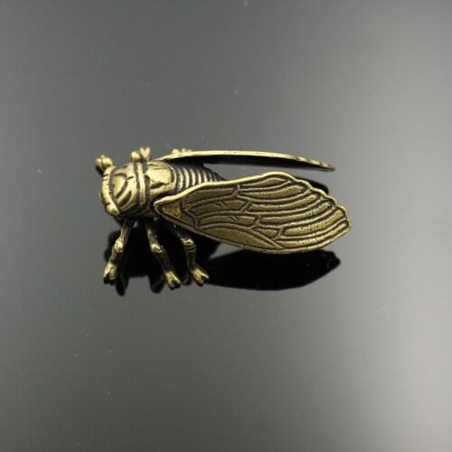 2pieces (pair ) Insect Pendant sculpture Hand carved insect statue Cicada statue antique Pure brass bronze statue Religious Budd