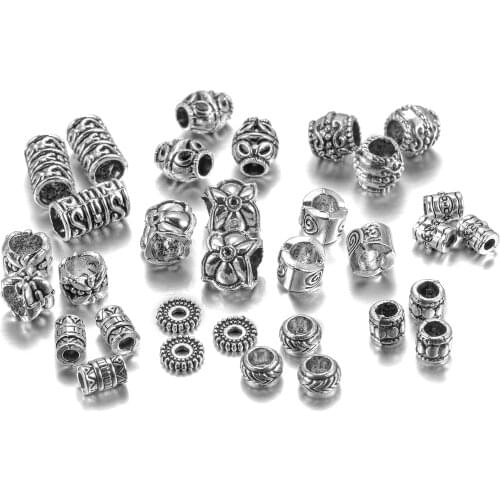 20Pcs Metal Big Hole Tibetan Antique Gold Color Spacer Loose Beads For Jewelry Finding Making DIY Necklace Bracelet Accessories