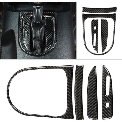 4Pcs For Ford Mustang 2015 2016 2017 2018 2019 Car Gear Shift Box Panel Cover Trim Carbon Fiber ABS Decorative Kit