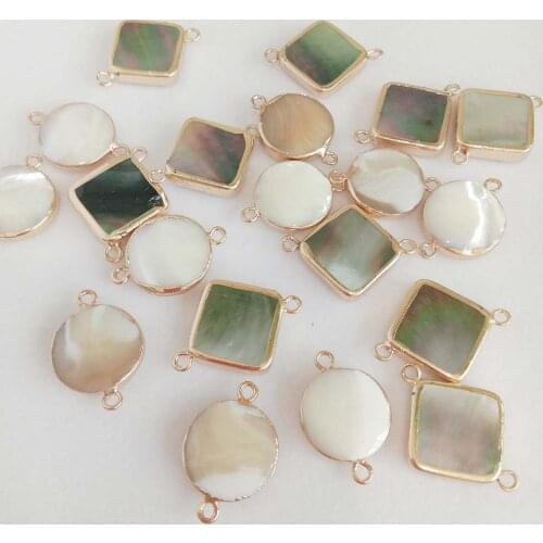 5 PCS /LOT 100% sea-shell pearl with big Rhombus and round shape,charms with 2 hangers,nature colors ,DIY PEARL BEADS-12x20 mm