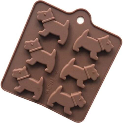 6 Cavity Puppy Chocolate Mold Dog Shape Silicone Mold For Cookie Pudding Soap Candy Jelly Ice Cube Tray