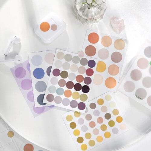 96 Pcs/set Circle Dot Diy Writeable Stickers Morandi Color Round Dot Stickers for Journal Planner Scrapbooking Cute Stickers
