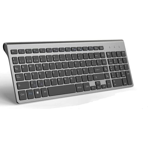 2.4GWireless Keyboard, Ergonomic Design, With Numeric Keypad, Spanish Layout. Suitable For IMac/Mac, MacBook, Laptop Gray-Black
