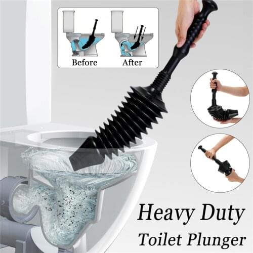 Black Rubber Head Plastic Handle Detachable Heavy Toilet Plunger Toilet Suction Powerful Toilet Suction Sewer Pipe Dredger