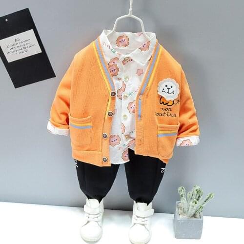 Children Cartoon Lion Clothes Suit Spring Kids Boys Girls Jacket Shirt Pants 3Pcs/sets Baby Toddler Clothing Infant Sportswear