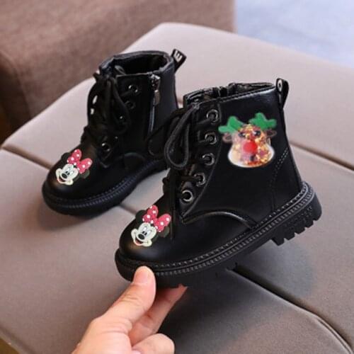 Disney childrens cartoon Minnie Mickey non-slip soft bottom warm cotton shoes boys and girls Martin boots ankle boots
