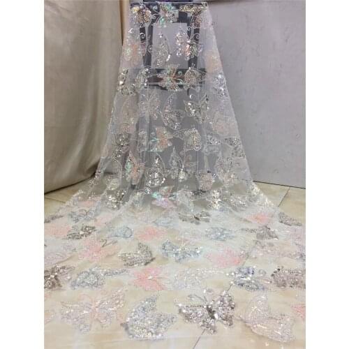 Elegant 2JRB-6208 bead Embroidered tulle fabric for fashion dress top selling sequins tulle french net fabric