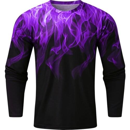 Fashion 3d Flame Printing Streetwear Men T-shirt Autumn Casual O Neck Long Sleeve T-shirt Slim Man Clothing Hot Sale In 2021