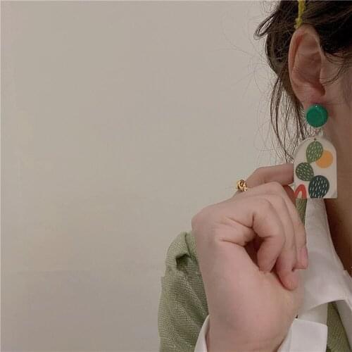 Geometric Party Gift for Women Exaggerated Fashion Jewelry Plant Earrings Drop Dangle Earrings Acrylic