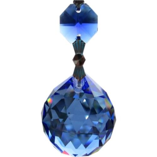 Garland Chakra Spectra 1 pce Chandelier Blue Glass Crystals Lamp Prisms Hanging Drops Pendants Wedding Decor 2.9'' M02051-4
