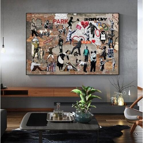 Banksy Street Graffiti Art Collection Canvas Painting Posters Prints Wall Pictures for Living Room Home Decor Cuadros