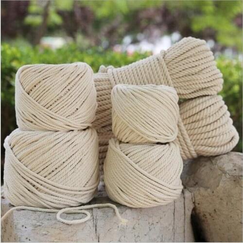 3/4/5/6/8/10mm Diameter Beige Cotton Rope Twisted Cord Craft Cord String DIY Handmade Tying Thread Cord