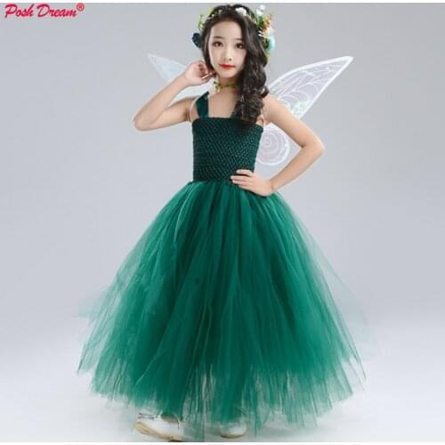 Emerald Green Fairy Kids Girls Dresses for Party Teal Green Toddler Baby Girls Tutu Dresses with Wings Princess Kids Clothesl