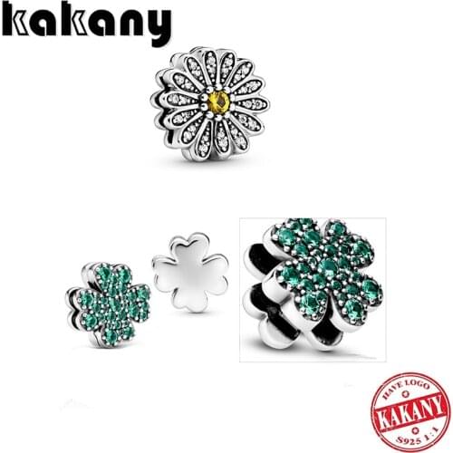KAKANY 2020 High Quality New S925 Reflexions Sparkling Daisy, Pave Four Leaf Clover Clip Pendant Original DIY Jewelry Gift