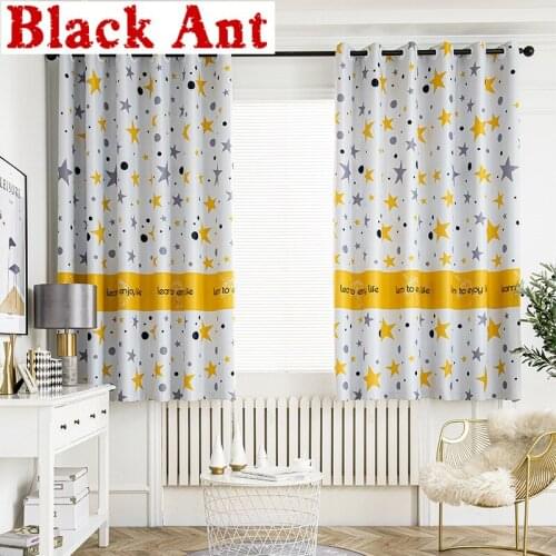 Cartoon Star Short Curtains Blackout For Kids Room Window Screening Drapes Kitchen Bay Window Blinds Home Door Decora PC-ZH238