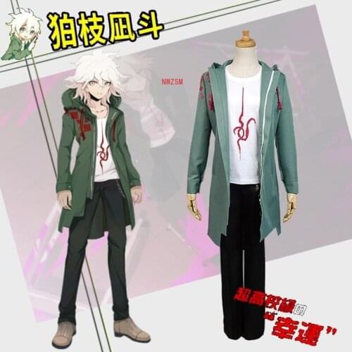 Super Danganronpa 2 Nagito Komaeda Cosplay Jacket T-shirt Sets Halloween Costumes for Women Men Adult Anime Clothes