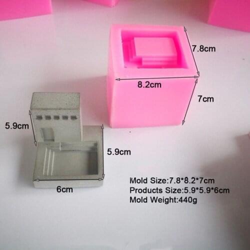 Creative Silicone Mould Cement Small House With Stairs DIY Concrete Flowerpot Moss Mold Plaster Crafts Micro Landscape