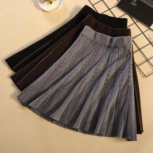 Mini Pure Solid Color Knitted Female Plus Large Size Korean Oversized Vintage WomenS Skirts Clothes Lady Trendy D0434