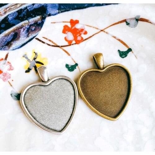 5pcs/lot 25mm Necklace Pendant Setting Antique Bronze Silver Color Cabochon Blank Base Supplies for Jewelry Finding T310