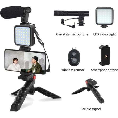 DSLR SLR Phone Vlog Tripod Vlogging Kits Live Selfie Fill Light Integration with Remote Control Microphone LED Light