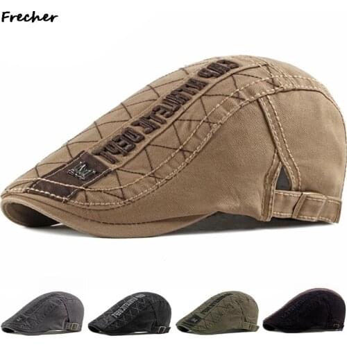 Casual Mens Hats Retro Berets Hat For Women Cotton Visors Embroidery Herringbone Flat Caps Artist Peaked Newsboy Cap