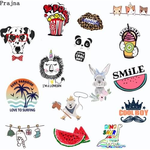Prajna Easter Egg Rabbit Patches Anime Popcorn Lion Iron On Transfers For Kids Clothes Coffee Panda Heat Transfers Wholesale F
