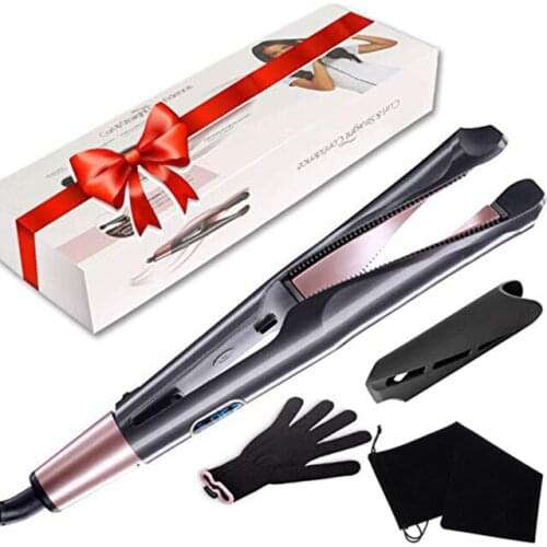 Professional Hair Straightener Curler Ceramic Tourmaline Flat Iron 2 In 1 3D Twist Plate Spiral Wave Crimp Straightening Tools