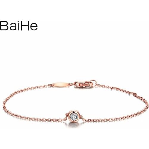 BAIHE Solid 18k Rose Gold SI/H Full Cut Natural Diamonds Women Chain Engagement Wedding Trendy Fine Jewelry Diamond Bracelet