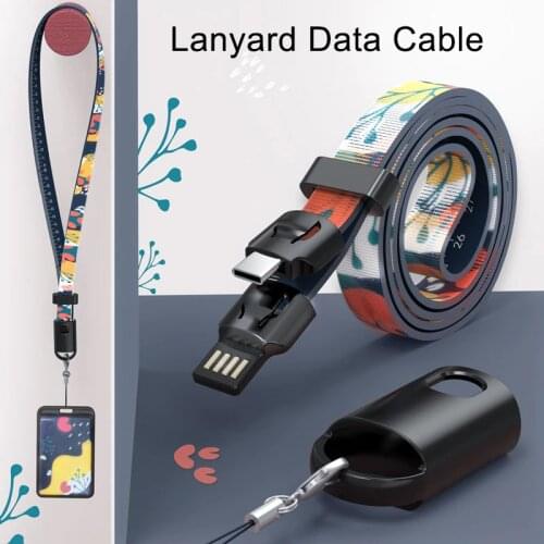 Lanyard Charging Cable Animal Phone Charm Strap Micro USB Type C Charge Cord For Iphone Xiaomi Huawei Samsung Data Line Fashion