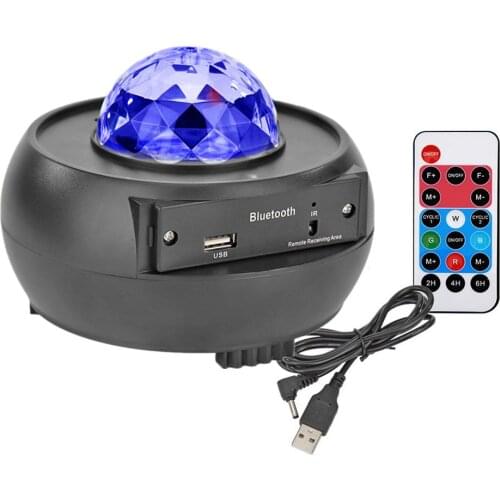 LED Galaxy Projector Ocean Wave LED Night Light Music Player Remote Star Rotating Night Light Luminaria For kid Bedroom Lamp