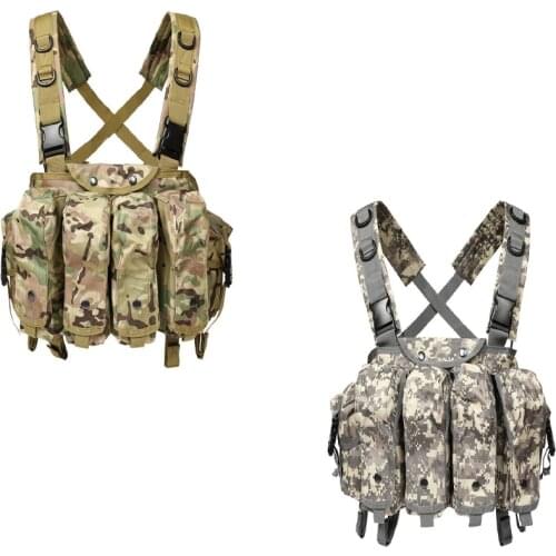 Tactical Outdoor Camoflage Ride AK Multi-Pocket Molle Magazine Pouch Bag Chest Rig Carry CS Mens Vest CP ACU Color