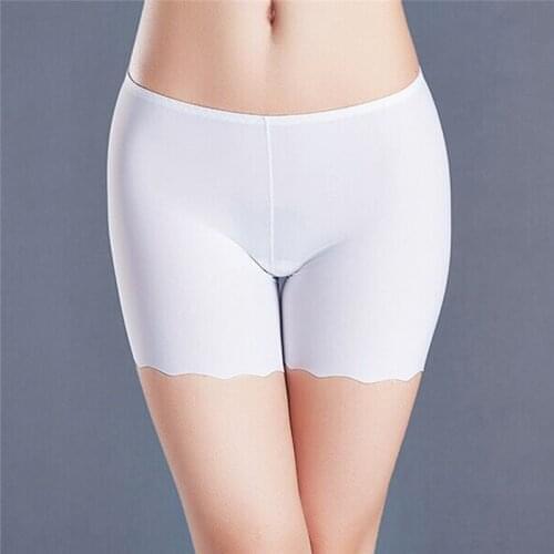 Seamless Trackless Ice Silk Anti-slip Safety Pants Girls Underwear Women Safety Shorts Pants Nylon High Waist Panties