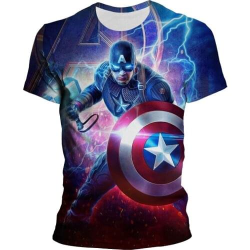Streetwear Men T-shirt Summer Marvel Captain America 3D Print Womens Clothing Cool Short Sleeve Fashion Children Tee Tops