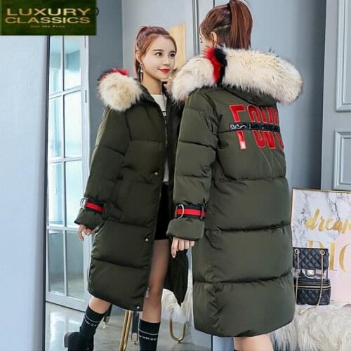 Women Winter Plus Jacket Size Clothes Korean Fashion Parkas Color Fur Hooded Coat Thick Down Cotton Padded Tops LWL988