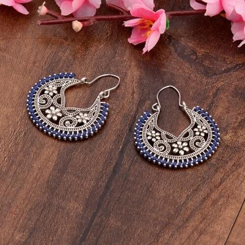 TopHanqi New Vintage Enthic Geometric Alloy Dangling Earrings Women Temperament Simple Retro Pendant Earrings Fashion Jewelry