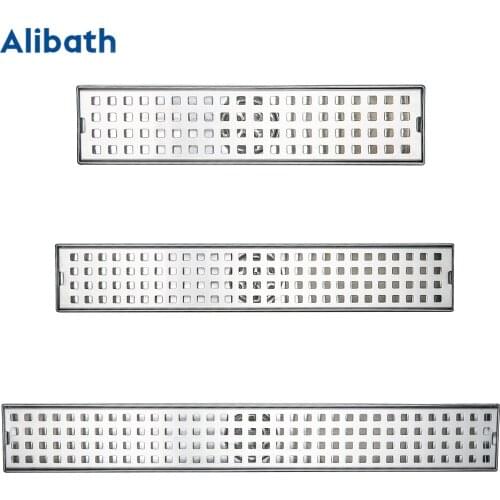 1Set 30/40/50cm 304 Stainless Steel Floor Drain Bathroom Shower Long Drainage Square Large Floor Drain Waste Grates Cover Roof