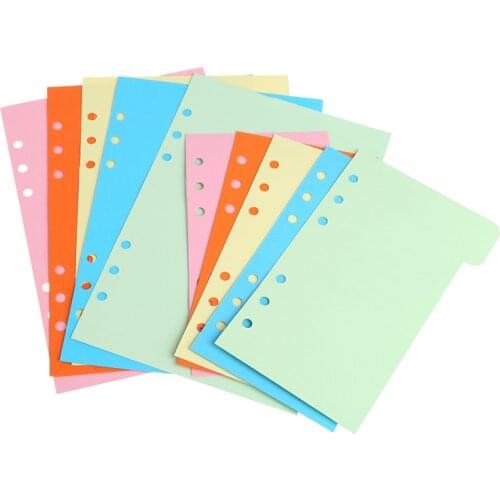 1Set/5Pcs Refills 6 Hole Blank Colorful Paper for A6 Loose Leaf Binder Notebook Colorful New Design
