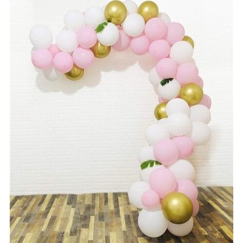 112pcs Baby Birthday Shower Balloons Arch Garland Kit Pastel Pink White Gold Balloon For Wedding Party Decorations Backdrop