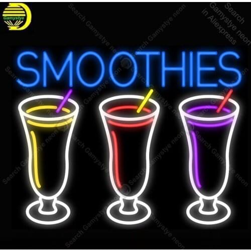 Smoothies 3 Logo NEON LIGHT SIGN Cups Neon Sign Decorate Wall Hotel BEER PUB Pub Food Sign Display Handcraft Iconic Sign light