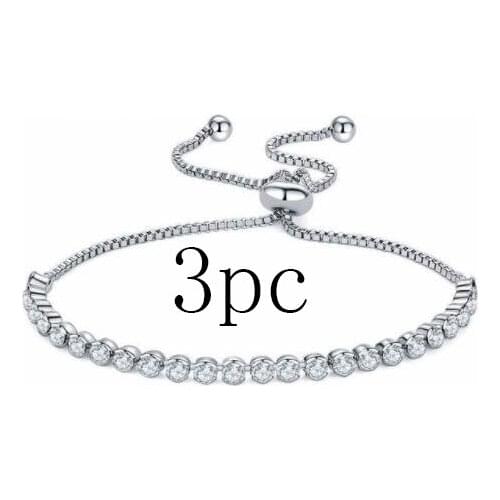 3 sets of Rhinestone Adjustable Tennis Bracelet B161-3