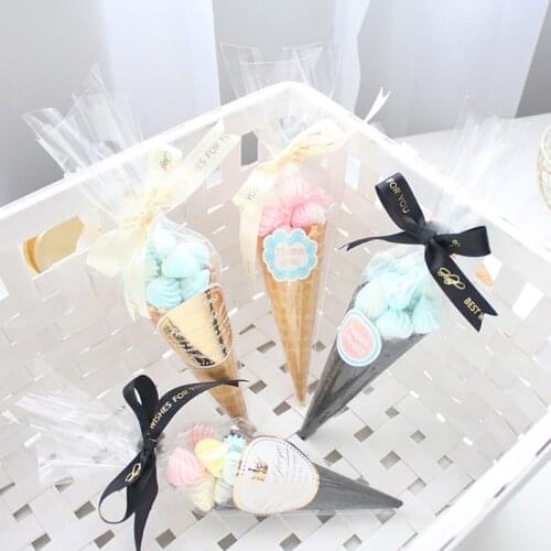 50Pcs/Set Plastic Bag DIY Candy Cone Birthday Party Decorations Kid Transprant Cookie Gift Bag Cellophane Packing Bags Christmas