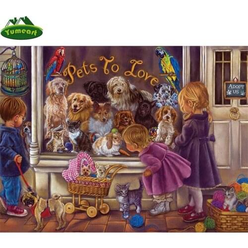 5D Diy Diamond Embroidery By Number ,Pet Love Girls Diamond Mosaic Art Pictures Full Square Diamond Painting Home Decoration