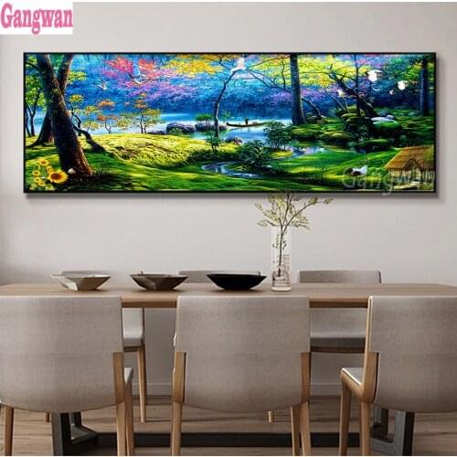 Diamond painting stitch cross beautiful forest tree landscape embroidery full drill diamond mosaic large rhinestone pictures